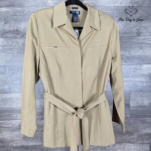 Venezia Jeans Hidden Button Basic Belted Jacket Size 14/16